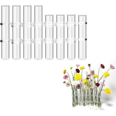 LIKEUDO Hinged Test Tube Vase - Glass Tube Transparent Hydroponic Terrarium for Flowers (8 Tubes of Different Heights)