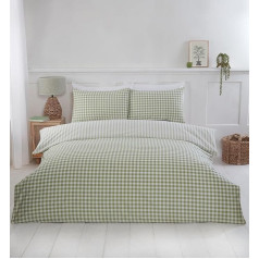Rapport Home Green Gingham Check Duvet Cover Set Double