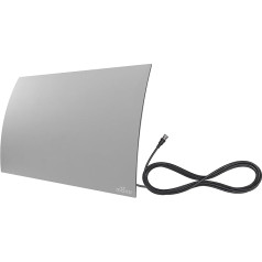 Mohu Gateway Indoor TV Aerial, Modern Curve Design, 40 Mile Range, UHF VHF, Multidirectional, 4K UHD, NEXTGEN TV - with Stand, 3m Cable (Grey)