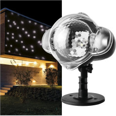 EMOS Snowfall DCPC03 LED Projector, White, Flying Snow, Effective Wall Lighting, Facades, Wall and Wall Projection, IP44, Christmas Lighting for Outdoor and Indoor Use, 3 m Cable, Black