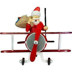 Wooden Incense Smoker Figurine, Santa Claus on a Plane, for Incense Cones, Size M, Size: Approx. 18 cm