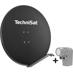 TechniSat SATMAN 850 Plus Satellite Dish for 8 Subscribers (85 cm Satellite Complete System, Mirror with Mast Mount and UNYSAT Universal Octo LNB in Weather Protection Housing) Grey