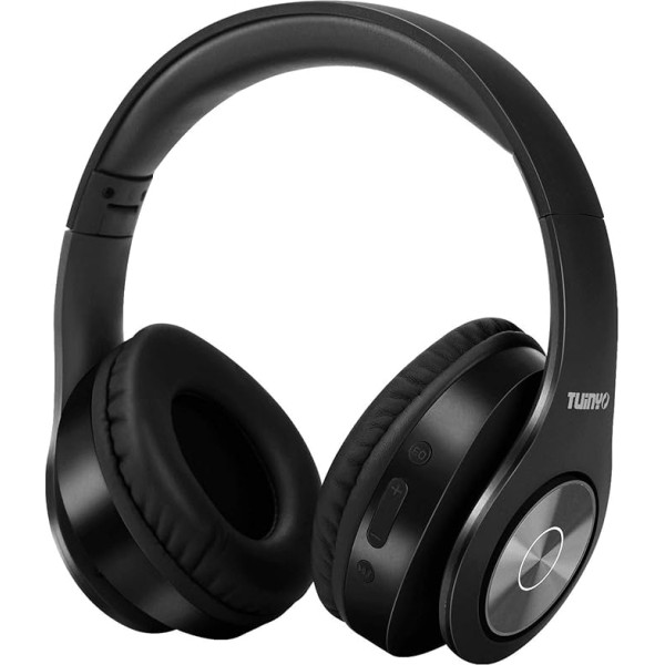 TUINYO Bluetooth Over Ear Wireless Headphones with Microphone HiFi Stereo Foldable & Lightweight Wireless Headset for TV PC Mobile Phone and Travel Work Black