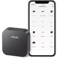 eMylo Universal Remote Control TV Hub, Tuya WiFi IR+RF Smart Home Remote Control, Universal All-in-One Hub, for Smart Home TV, STB, Air Conditioning, Curtain Motor, Compatible with Alexa