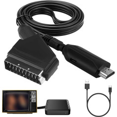 Scart to HDMI Converter, Scart to HDMI Cable with USB Cable, All-in-One Scart to HDMI Video Audio Converter with Scart Input and HDMI Output Port, HD 720/1080P for HDTV, STB, VHS, Xbox, PS3, Sky