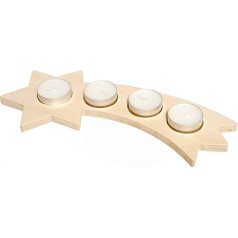 Hess Wooden Toy 40036 Tea Light Holder in Star Shape with Tail, Wood, Natural, Decoration for Special Occasions from the Ore Mountains