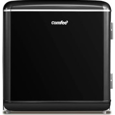 Comfee RCD50BL2EURT(E) Small Refrigerator, 47 Litres, Retro Design, Mini Refrigerator, Table, Adjustable Thermostat, Quiet, Suitable for Home, Office and Hotel, Black [Energy Class E]