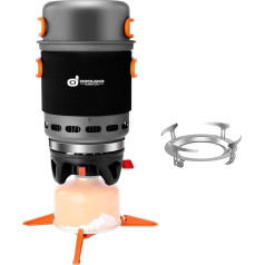 Odoland Backpack and Camping Stove Cooking System, 7-in-1 Energy Saving Cooker Set, Lightweight Cooking Pot with Burner for Hiking, Trekking, Fishing and Backpacking
