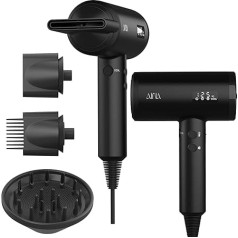 AINA Professional Salon Hair Dryer, 2300 W Blow Dryer with Diffuser Brush Comb for Women, BLDC Hair Dryer, Brushless Motor, 150,000 RPM, Ionic, LED Display, 4 Magnetic Attachments (Black)
