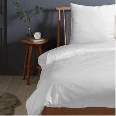 Bed Linen, 155 x 220 cm, Cotton White, 400 Thread Count, 100% Long Staple Cotton Soft Satin Binding, Duvet Cover 155 x 220 cm with Button Closure and 1 Pillowcase 80 x 80 cm