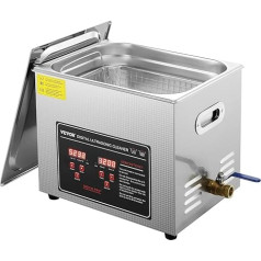 VEVOR Ultrasonic Cleaner Ultrasonic Stainless Steel Cleaning Device 300 W, 10 L Ultrasonic Cleaning Device with Digital Display 0-30 Min, Cleaning Ultrasonic for Jewellery, Glasses, Watches etc.
