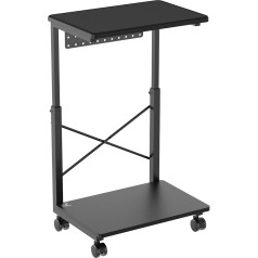 Height-adjustable CPU computer trolley with shelf up to 80 kg, mobile PC cart with storage space, flexible with wheels, waterproof shelf, RS430