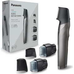 Panasonic ER-GY60-H503 Beard and Precision Trimmer 3-in-1 Rechargeable Blade Shape i-Shaper 4 Attachments Stainless Steel Comb for Sensitive Areas and Beard Trimmer - Silver