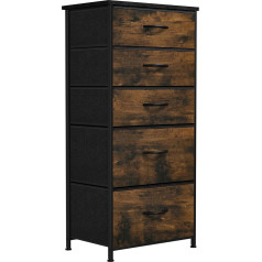 YITAHOME Chest of Drawers, 5 Fabric Drawers with Handles, Storage Cabinet, Drawer Cabinet, Metal Frame, Fabric Chest of Drawers for Bedroom, Living Room, Hallway, Office, Rustic Brown