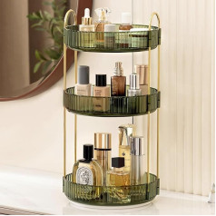 Rotating Makeup Organizer Acrylic 3 Tier Cosmetic Perfume Beauty Skin Care Organizer 360 Degree Rotating Organizer Storage for Dressing Table Bathroom Countertop Green