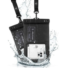 Pelican Marine 2 Pack - IP68 Waterproof Mobile Phone Case/Case (XL Size) - Floating Waterproof Phone Case - for iPhone 15 Pro Max / 14 Pro Max / 13 Pro Max / 12 / S23 Ultra/Pixel 7 - Stealth Black