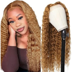 Hxxcoup Wig Human Hair Wigs Women's Real Hair Water Wave Blonde Wigs Lace Frontal Wig Glueless Wig Long Wigs Transparent Swiss Lace Grade 8A 100% Brazilian Remy Hair 22 Inches