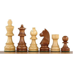 Sunrise Chess & Games German Timeless Chess Pieces 3.5 Inch Acacia / Boxwood with Additional Ladies