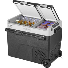 VEVOR Portable Car Refrigerator, 12V Car Refrigerator, 58L Freezer Double Zone, -20°C to 20°C Adjustable Temperature, Compressor Cooler, Home, Outdoor, Camping, RV, Car