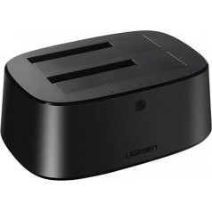 Dokēšanas stacija SATA 2,5'' 3,5'' HHD SSD diskam ar USB 3.0 EU barošanas bloku - melna