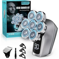 Gisaae Glatzenrasierer für Herren, verbesserter 7D Rasierer für Glatze, elektrischer Nass-/Trockenrasierer wasserdicht IPX7, Bartpflegeset mit LED-Display, wiederaufladbarer Rasierer für Glatze