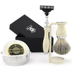 Vintage Shaving Kit Gift for Men(Gillette Fusion Razor,Brush,Bowl,Stand)Branded Box