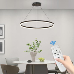 Mikeru Pendant Light Rings, 60 cm Ring Pendant Light Dimmable Memory Function 10%-100% Dimmable Office Lighting Pendant Light 3000 K / 4500 K / 6500 K Ceiling Light 1 Ring for Kitchen Island, Living