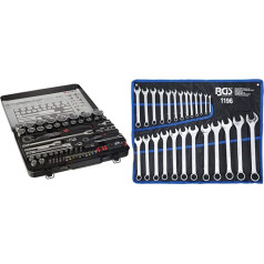 Würth Zebra Socket Spanner Set 1/4 + 1/2 Inch Ratchet Box 59 Pieces 096509059 & BGS 1196 | Open-Ended Ring Spanner Set | 25 Pieces | SW 6-32 mm | Includes Tetron Roll Bag | Combination Spanner