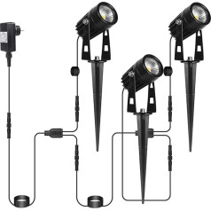AIMHEIM Set of 3 LED Garden Lighting with Ground Spike, 3 W Garden Light with Plug, 1080 LM, P65 Waterproof Garden Lights, Garden Spotlight, Outdoor Spotlight, Warm White for Garden, Patio, Plants,