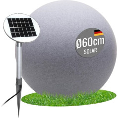 8 seasons design Solar Ball Light 60 cm, Shining Globe (Stone) LED Warm White, Twilight Sensor - Weatherproof - Large Solar Lamp for Outdoor Use (Garden, Patio, Balcony) - Robust & Durable