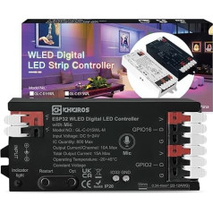 WLED Controller with Microphone, ESP32 Digital LED Strip Controller RGB RGBW Addressable FCOB LED Strip, DC5-24V