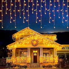 Icicle Light 17m 500 LED Warm White Clear Wire Christmas Lights Indoor Outdoor Ideal for Patios, Roofs and Eaves