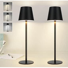 Table Lamp Battery Bedside Lamp Wireless – Set of 2 LED Outdoor Table Lamp 2600 mhA Outdoor Table Lamp Rechargeable Touch Dimmable Black Battery Bedside Lamp USB Table for Garden