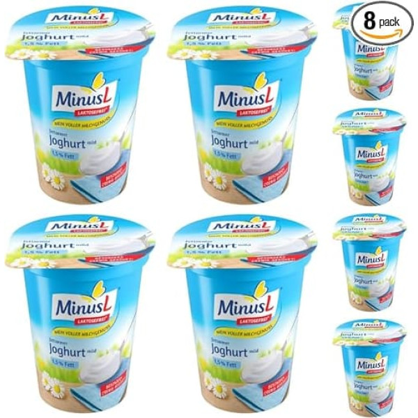 Minus L Low Fat Yoghurt Mild Lactose-free 1.5% Fat Yogurt 400 g x 8 Pieces [Fresh Guarantee] with Pufai Grıcery