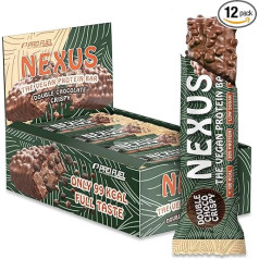 Protein Bar Vegan Double Chocolate Crispy 12 x Nexus Protein Bar – Incredibly Delicious & Creamy – 30% Protein – Only 99 kcal – No Added Sugar – High Fibre – Perfect as a Snack – 12 x 30 g
