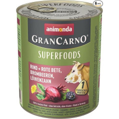 animonda GranCarno Adult Superfoods, Wet Food for Adult Dogs