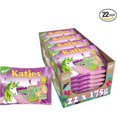 Katjes Wonderland Sour Storage Pack - Sour Fruit Gum Storage Box in Magic Shapes and Colours, Fruity Mix in Different Flavours, Vegan, 22 x 175 g