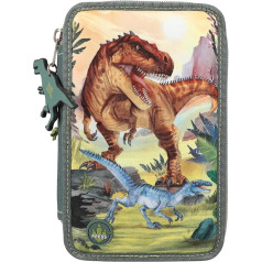 Depesche 11772 Dino World 3 Compartments Pencil Case LED Landscape