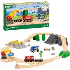 BRIO World 36023 Freight Set | 29-Piece Wooden Train Set for Children from 3 Years