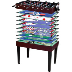 Multigame Mega 15-in-1 Game Table with Complete Accessories, Game Table with Football Table, Billiard Table, Table Tennis, Speed Hockey, 3 Designs