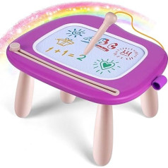 Smasiagon Large Magnetic Magic Drawing Board with Stand, Colourful Erasable Desk for Kids Ages 1, 2, 3, as a Christmas or Birthday Gift, Purple