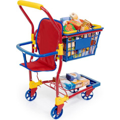 Bayer Design 75003AA Children's Supermarket Shopping Trolley with Toy Food Boxes, Colourful, Metal, Integrated Seat, Removable Basket, Shop Accessories, Large