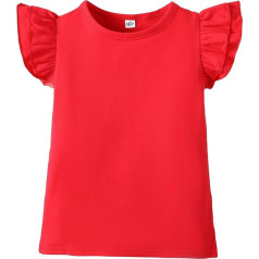 Magic Park 12M-7Y Baby Girls' Blouse Toddler Ruffle T-Shirts Kids Girls Plain Tee Casual Tops for Girls