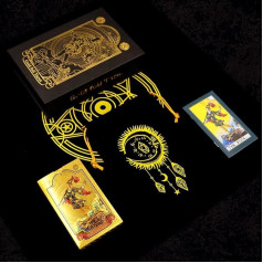 GIBZ Tarot Deck Tarot Cards Vintage Rider Waite Tarot Cards Set Luxury Gold Foil with Tablecloth Guidebook Box for Beginners, 78 Pieces