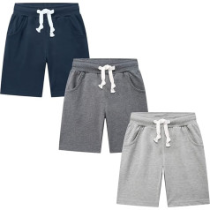wethug HZXVic Toddler Baby Boys Shorts, Summer Cotton Shorts for Kids Girls, Pack of 3 Children's Jogger Pants (Light Dark Gray-2T), 3-pack (navy/dark grey/light grey)