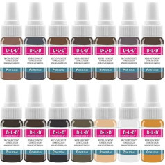 DLD Tattoo Pigment Kit Eyebrow Tattoo Lip Tattoo Liquid Long-Lasting Fast Colour Beauty Body Care Makeup Tools Dynamic Tattoo Ink 14 Bottles Base Tattoo Colour Kit