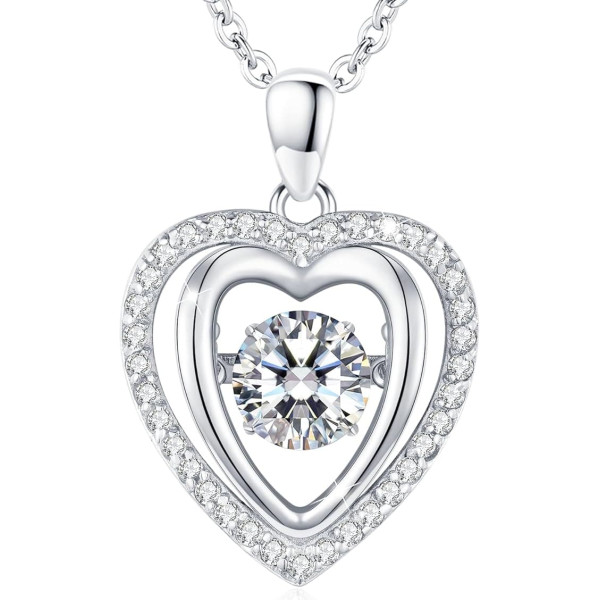 LAVUMO Tanzende Moissanit halskette Damen Silber 925,1 Karat VVS1 Moissanit Anhänger Brillanter Schmuck Geschenke für Freundin Ehefrau Mutter zum Geburtstag Jahrestag Weihnachten Valentinstag