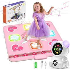 Acelufly Children's Dance Mat, Rechargeable Luminous Dance Mat with Bluetooth, 5 Game Modes & LED Lights, Christmas Birthday Children's Toy Gifts for Girls from 3-12 Years (Pink)