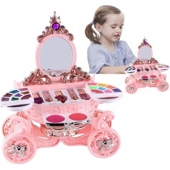Kinderspiel -Make -up -Spielzeug, Kinder waschbares Make -up -Spielzeug - Make -up -Kit mit waschbarem Mädchen mit LED und Musik,Tragbare tauende Kinder Vanity Beauty Set für Zuhause,