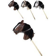 RL24 - Hobby Horse - Horse with Bridle - Plush Play Horse with Wooden Stick & Long Mane - Stick Horse without Handles & Wheels - Hobby Horse Horses - Brown